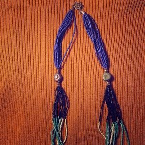 Colorful Blue Beaded & Layered Necklace
